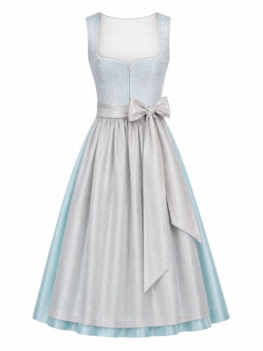 Dirndl Klara in Eisblau mit Perlgrau Sch¨¹rze - Vorderansicht