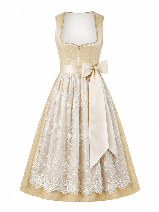 Dirndl Lotta in Weizengold mit Elfenbein Sch¨¹rze - Vorderansicht