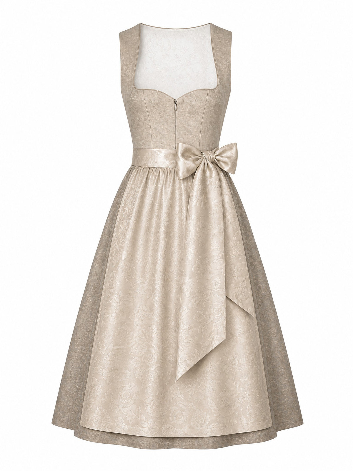 Dirndl Mara in Beigegrau mit Champagner Sch¨¹rze - Vorderansicht