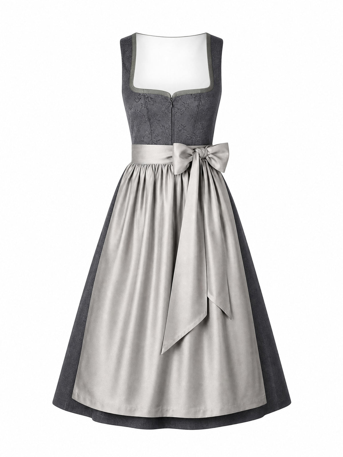 Dirndl Nela in Graphit mit Perlgrau Sch¨¹rze - Vorderansicht