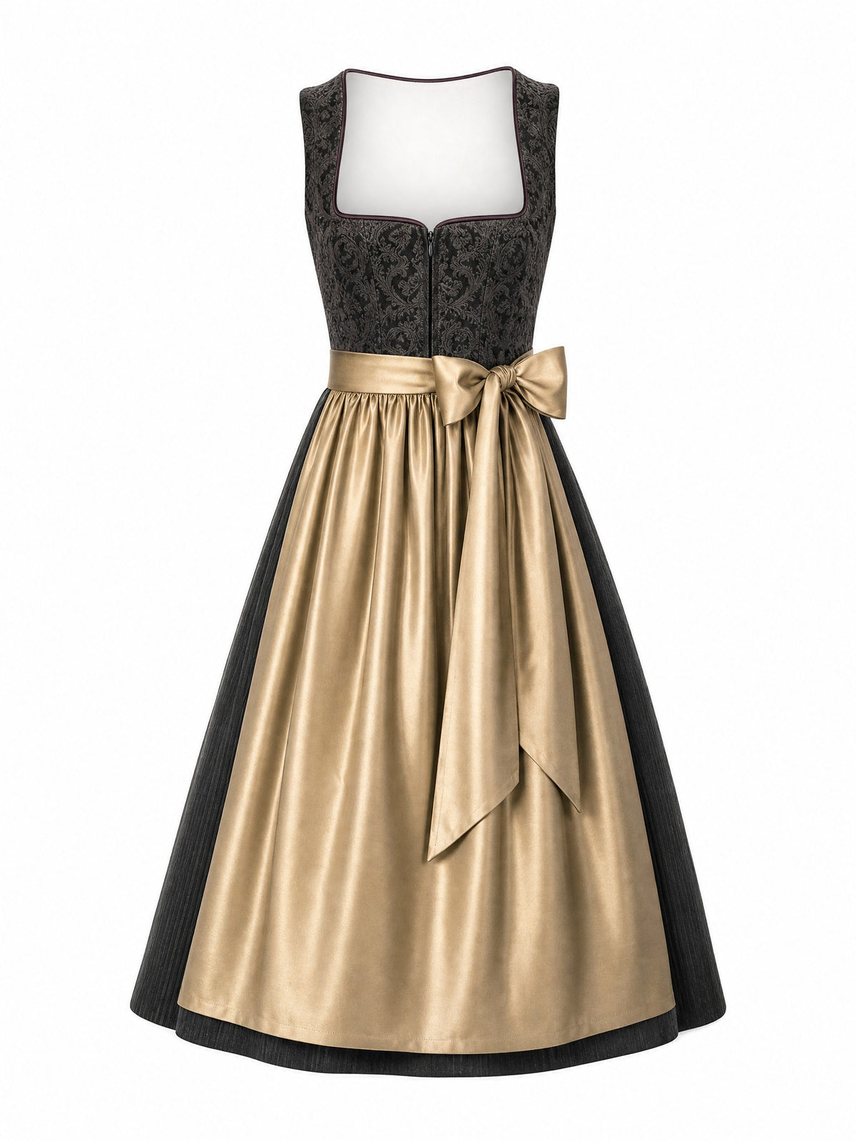 Dirndl Nora in Anthrazit mit Antikgold Sch¨¹rze - Vorderansicht
