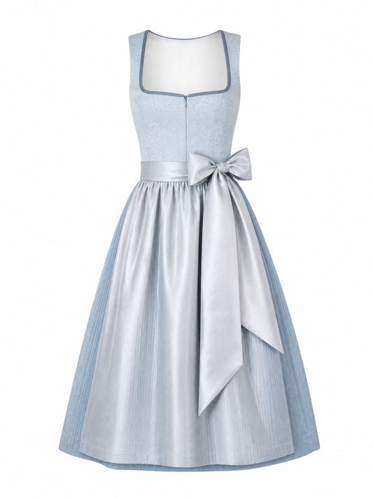 Dirndl Sina in Puderblau mit Silber Sch¨¹rze - Vorderansicht