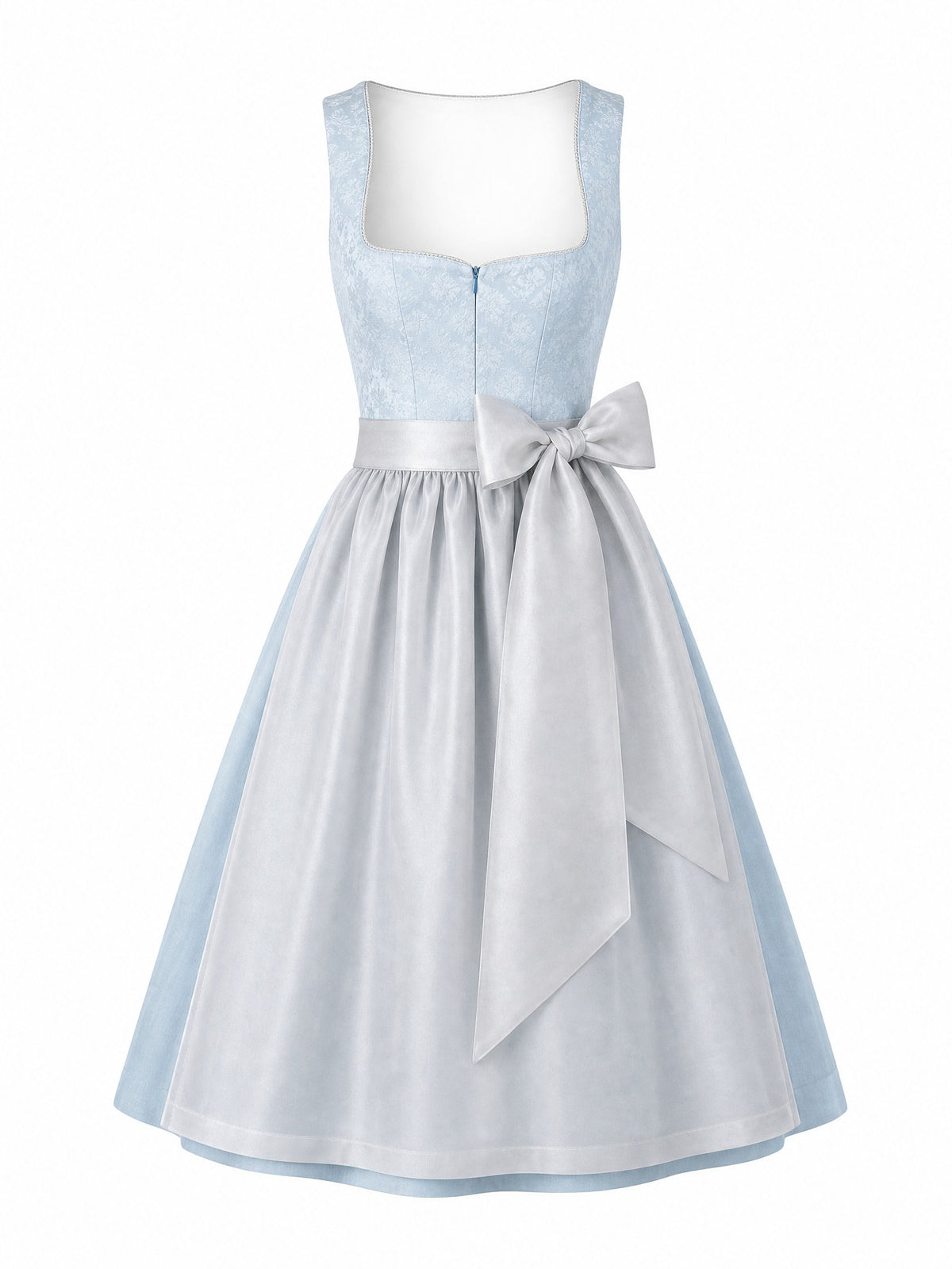 Dirndl Sophia in Eisblau mit Perlgrau Sch¨¹rze - Vorderansicht