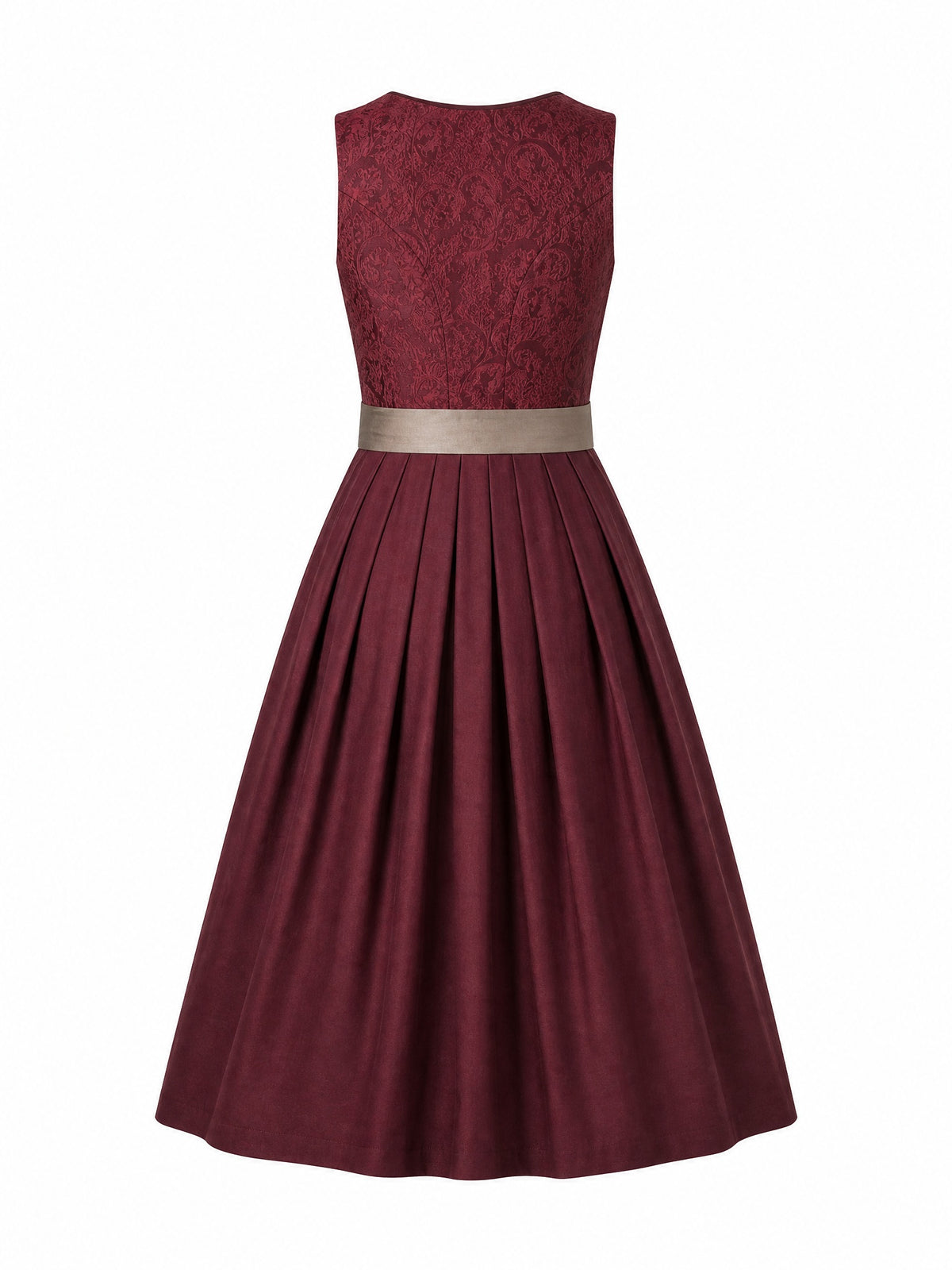 Dirndl Valerie in Weinrot mit Taupe Sch¨¹rze - R¨¹ckansicht