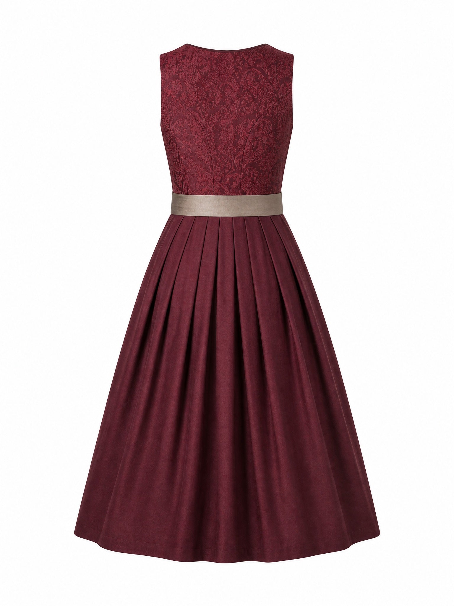 Dirndl Valerie in Weinrot mit Taupe Sch¨¹rze - R¨¹ckansicht