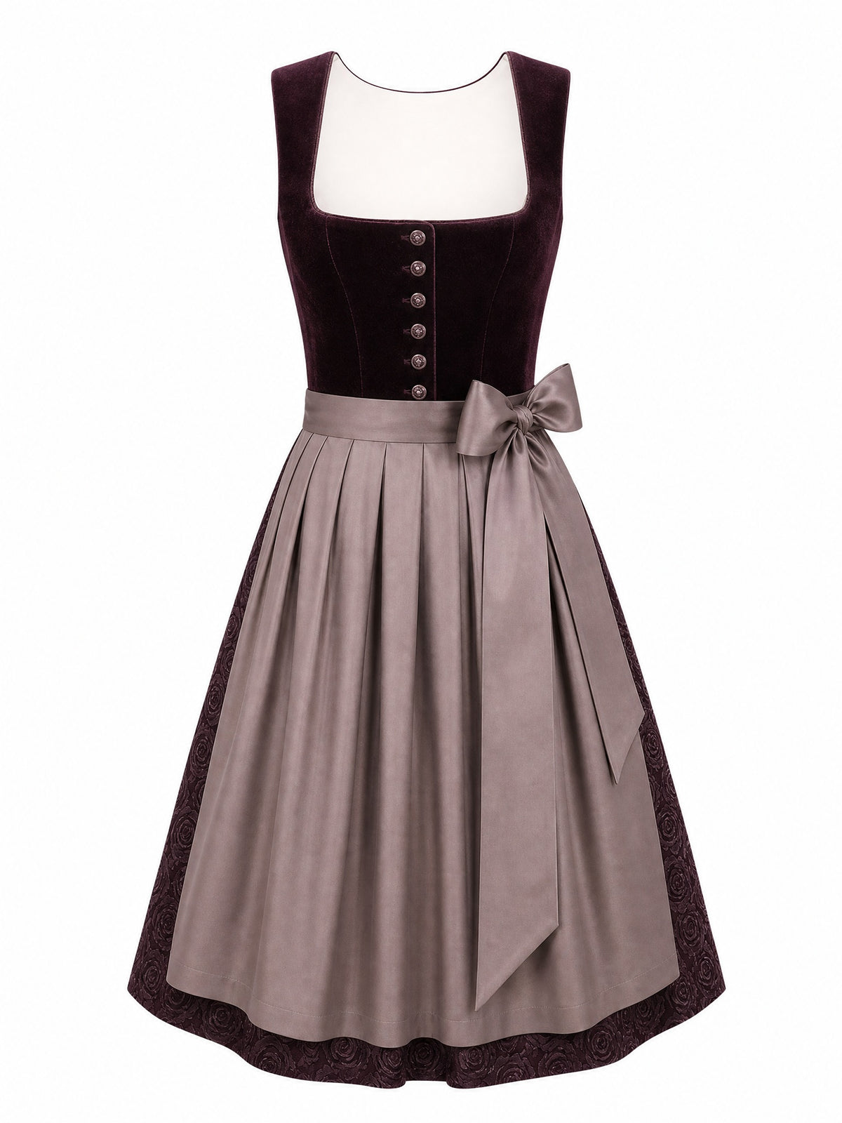 Dirndl Anna in Silberblau mit Perlgrau Sch¨¹rze - Vorderansicht