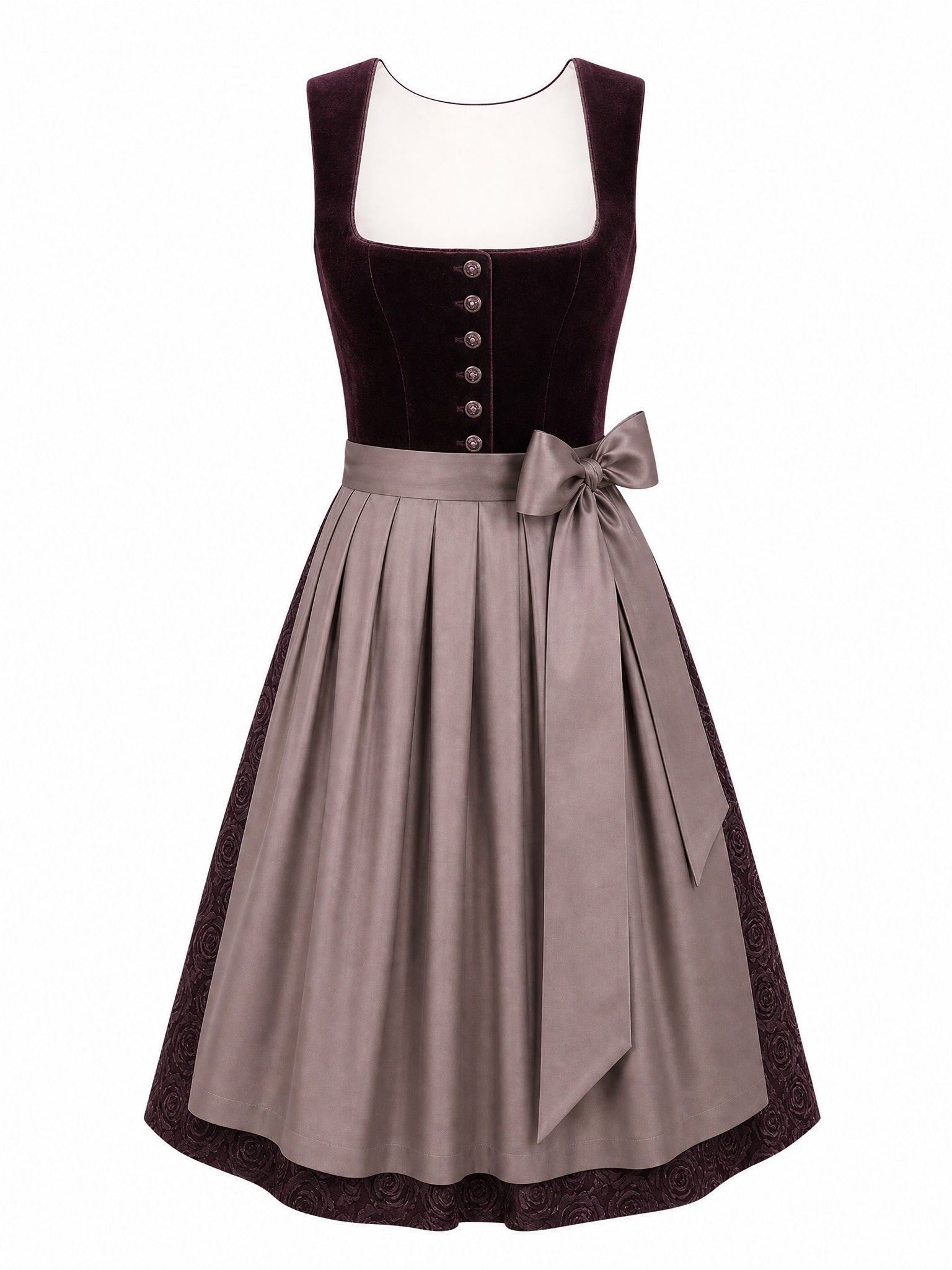 Dirndl Anna in Silberblau mit Perlgrau Sch¨¹rze - Vorderansicht