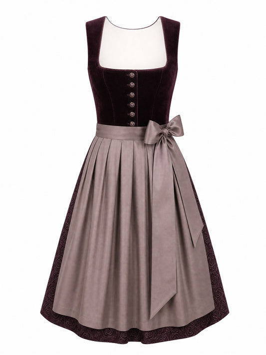 Dirndl Anna in Silberblau mit Perlgrau Sch¨¹rze - Vorderansicht