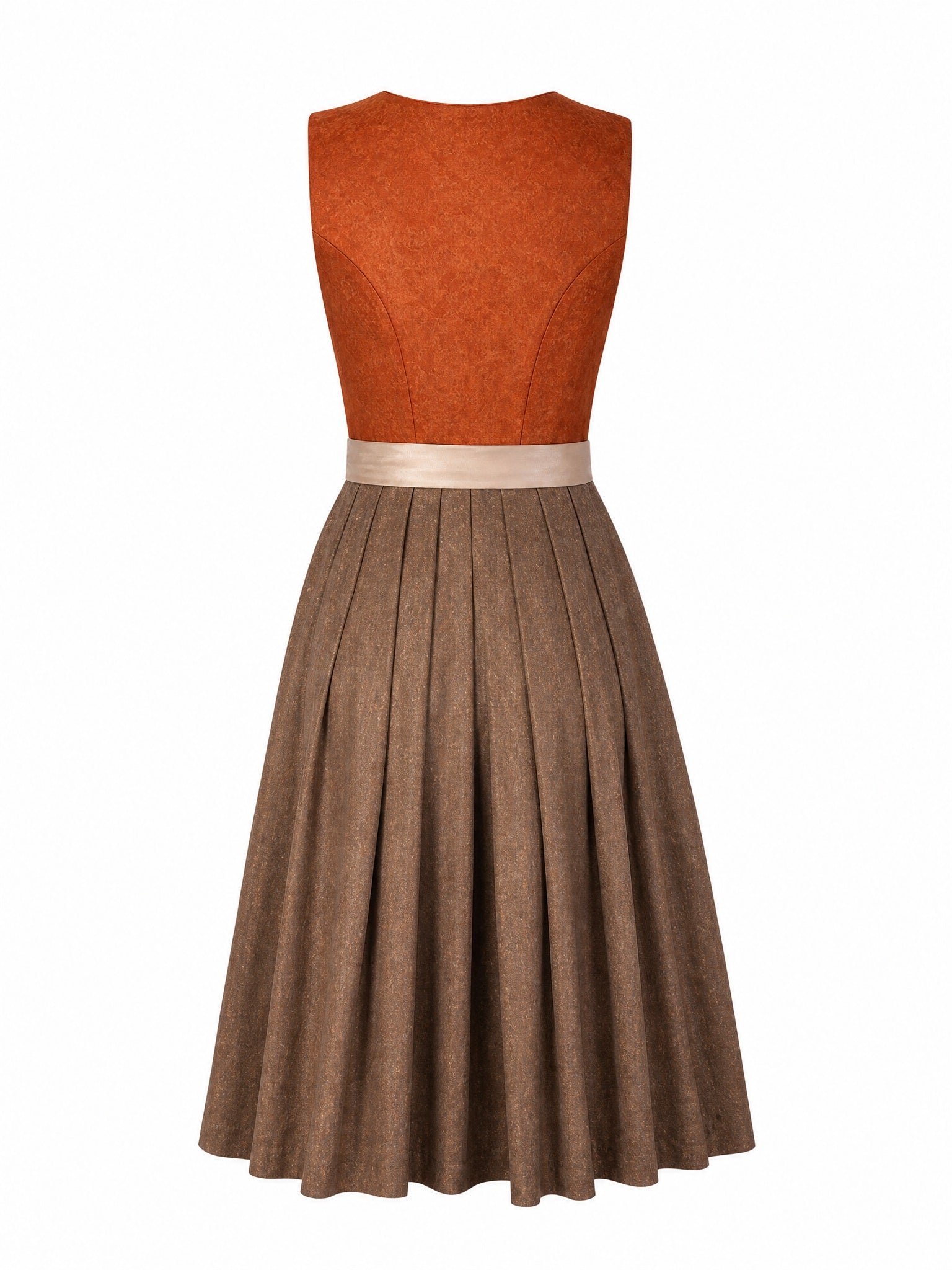 Dirndl Franziska in Sienabraun mit Champagner Sch¨¹rze - R¨¹ckansicht