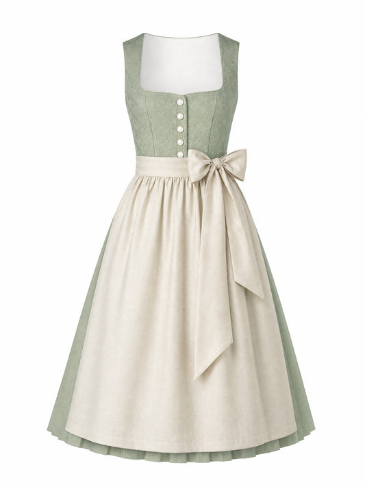 Dirndl Johanna in Mineralgr¨¹n mit Elfenbein Sch¨¹rze - Vorderansicht