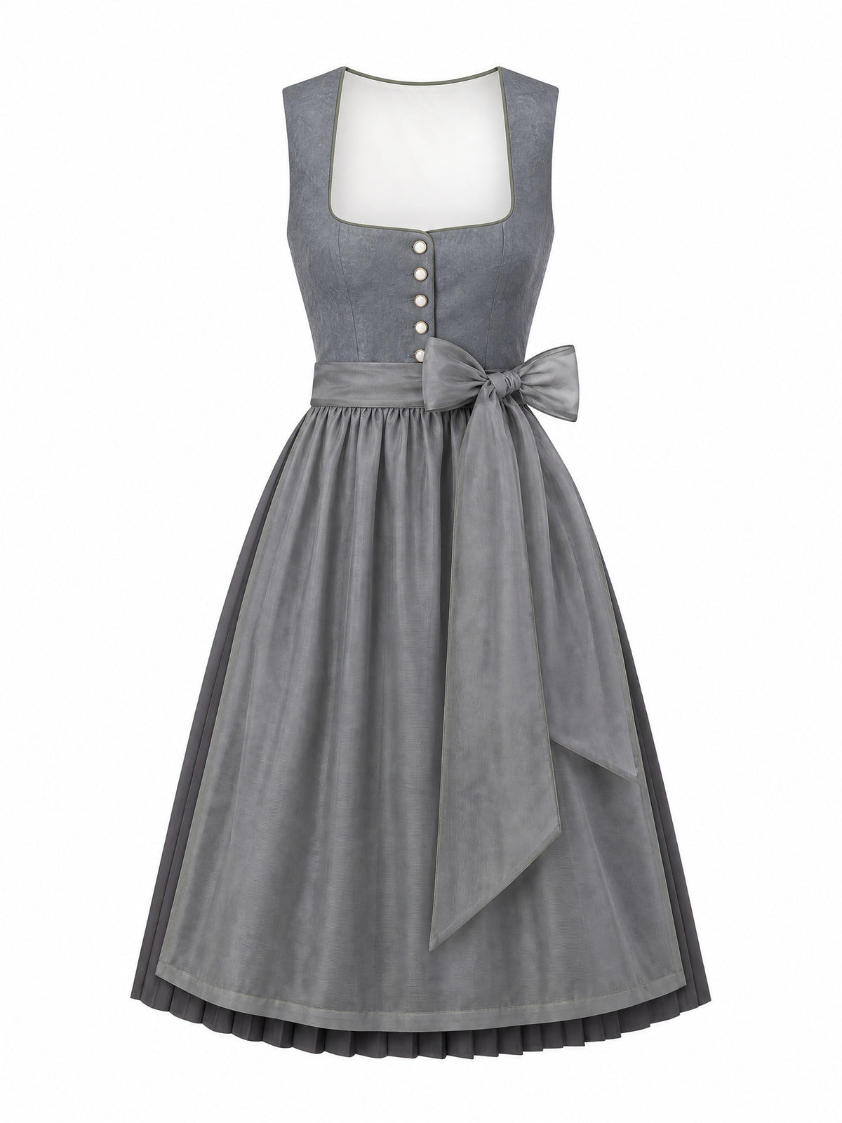 Dirndl Karla in Schiefergrau mit Sturmgrau Sch¨¹rze - Vorderansicht