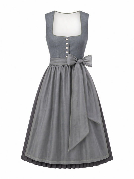 Dirndl Karla in Schiefergrau mit Sturmgrau Sch¨¹rze - Vorderansicht