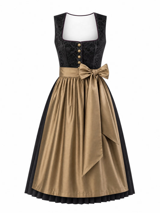 Dirndl Klara in Anthrazit mit Antikgold Sch¨¹rze - Vorderansicht