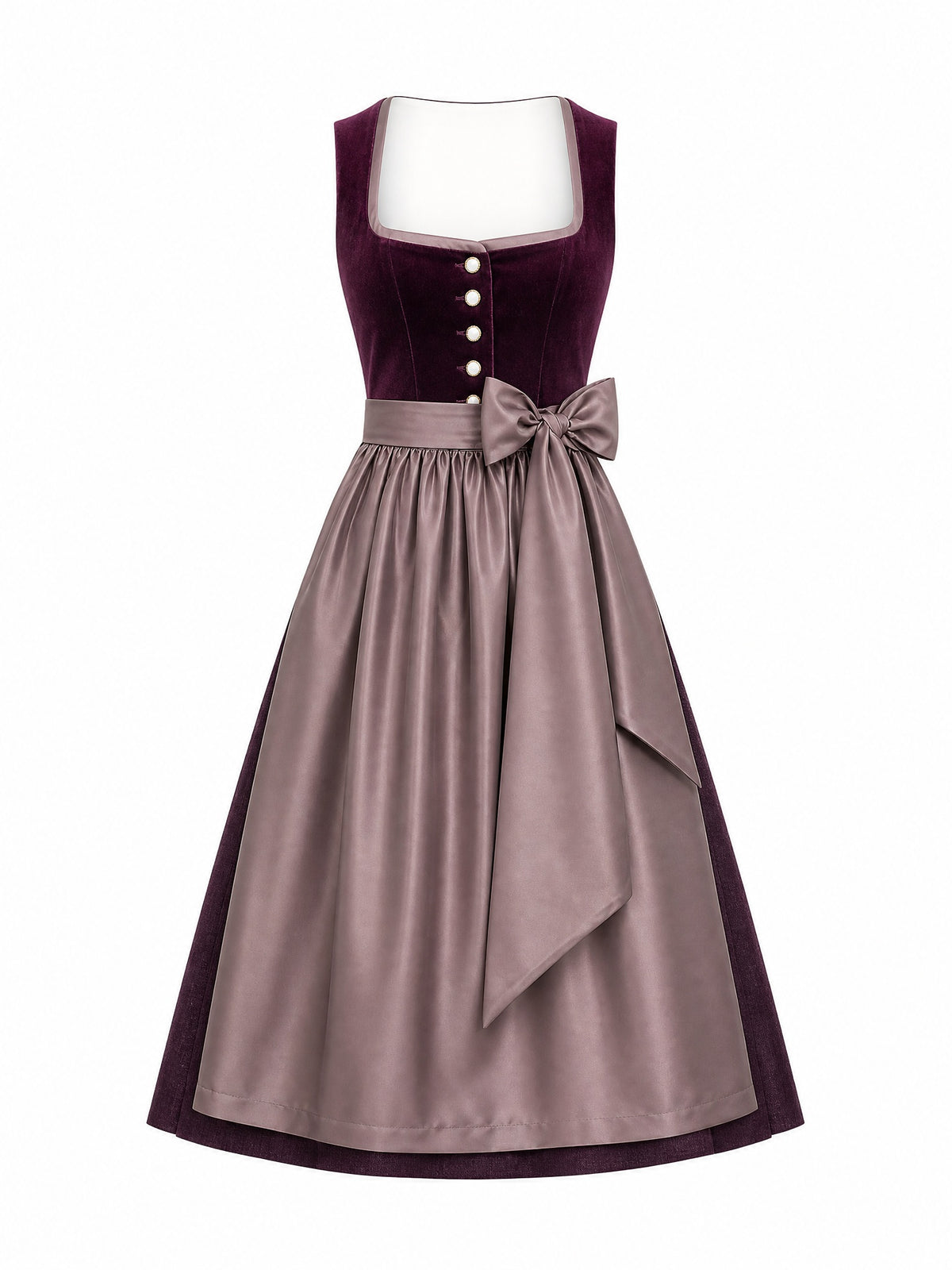 Dirndl Lena in Brombeere mit Taupe Sch¨¹rze - Vorderansicht