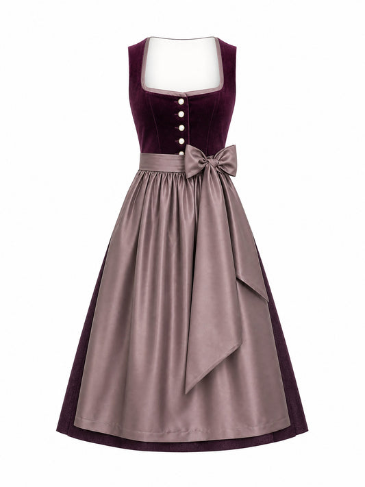 Dirndl Lena in Brombeere mit Taupe Sch¨¹rze - Vorderansicht