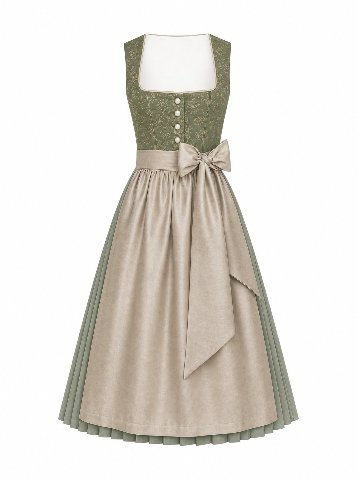 Dirndl Lia in Moosgr¨¹n mit Warmer Sand Sch¨¹rze - Vorderansicht