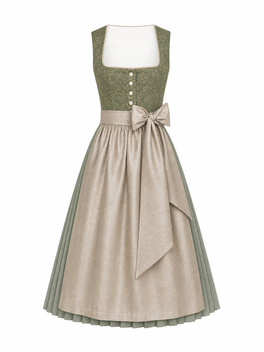 Dirndl Lia in Moosgr¨¹n mit Warmer Sand Sch¨¹rze - Vorderansicht
