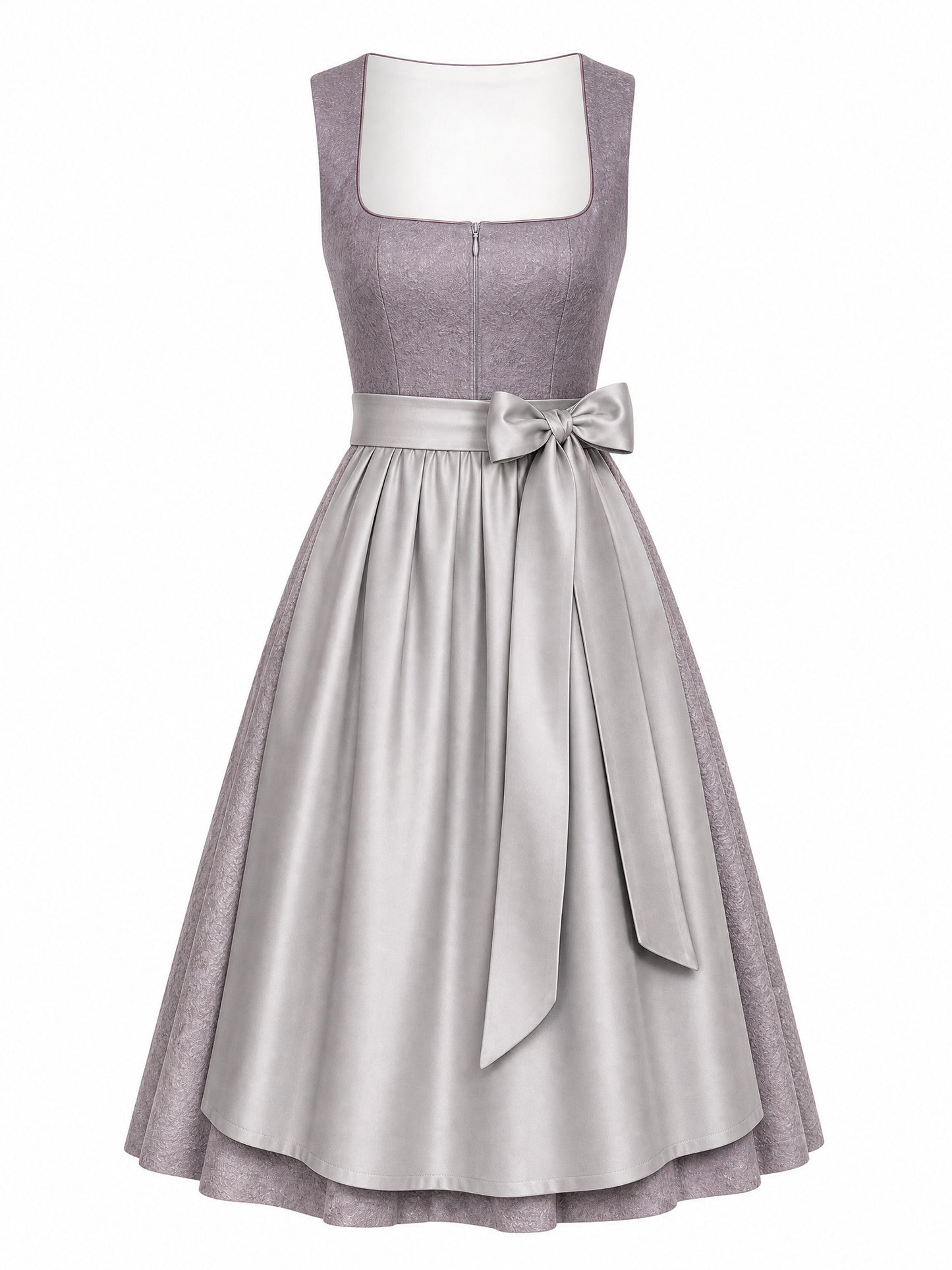 Dirndl Rosalie in Rauchflieder mit Perlgrau Sch¨¹rze - Vorderansicht