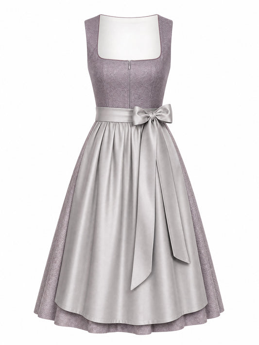 Dirndl Rosalie in Rauchflieder mit Perlgrau Sch¨¹rze - Vorderansicht
