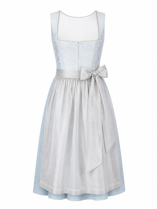 Dirndl Alina in Eisblau mit Perlgrau Sch¨¹rze - Vorderansicht