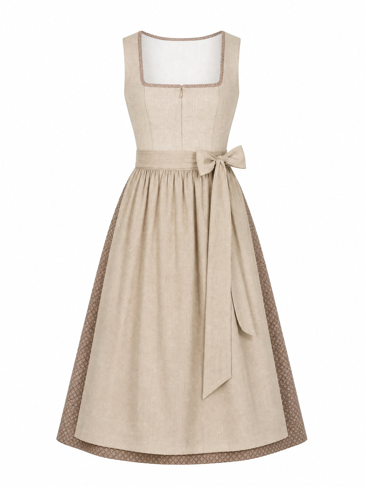Dirndl Berit in Haferbeige mit Warmer Sand Sch¨¹rze - Vorderansicht