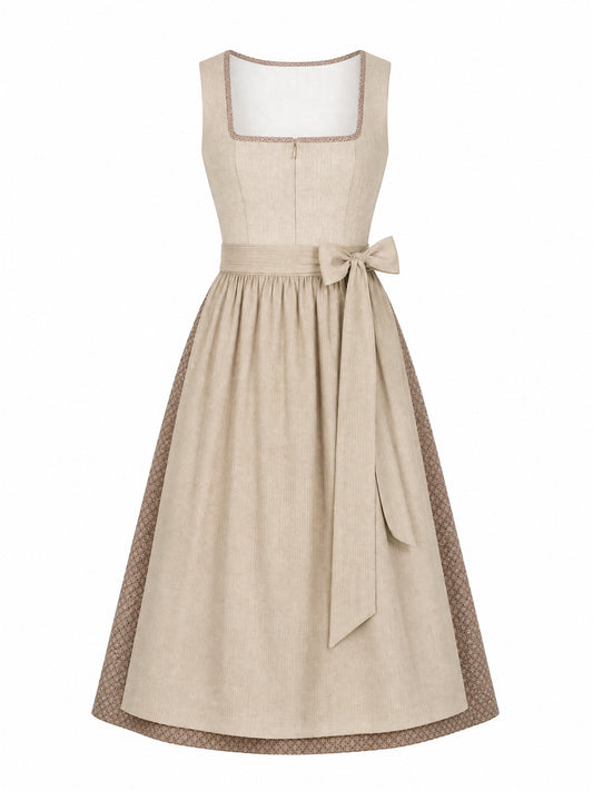 Dirndl Berit in Haferbeige mit Warmer Sand Sch¨¹rze - Vorderansicht