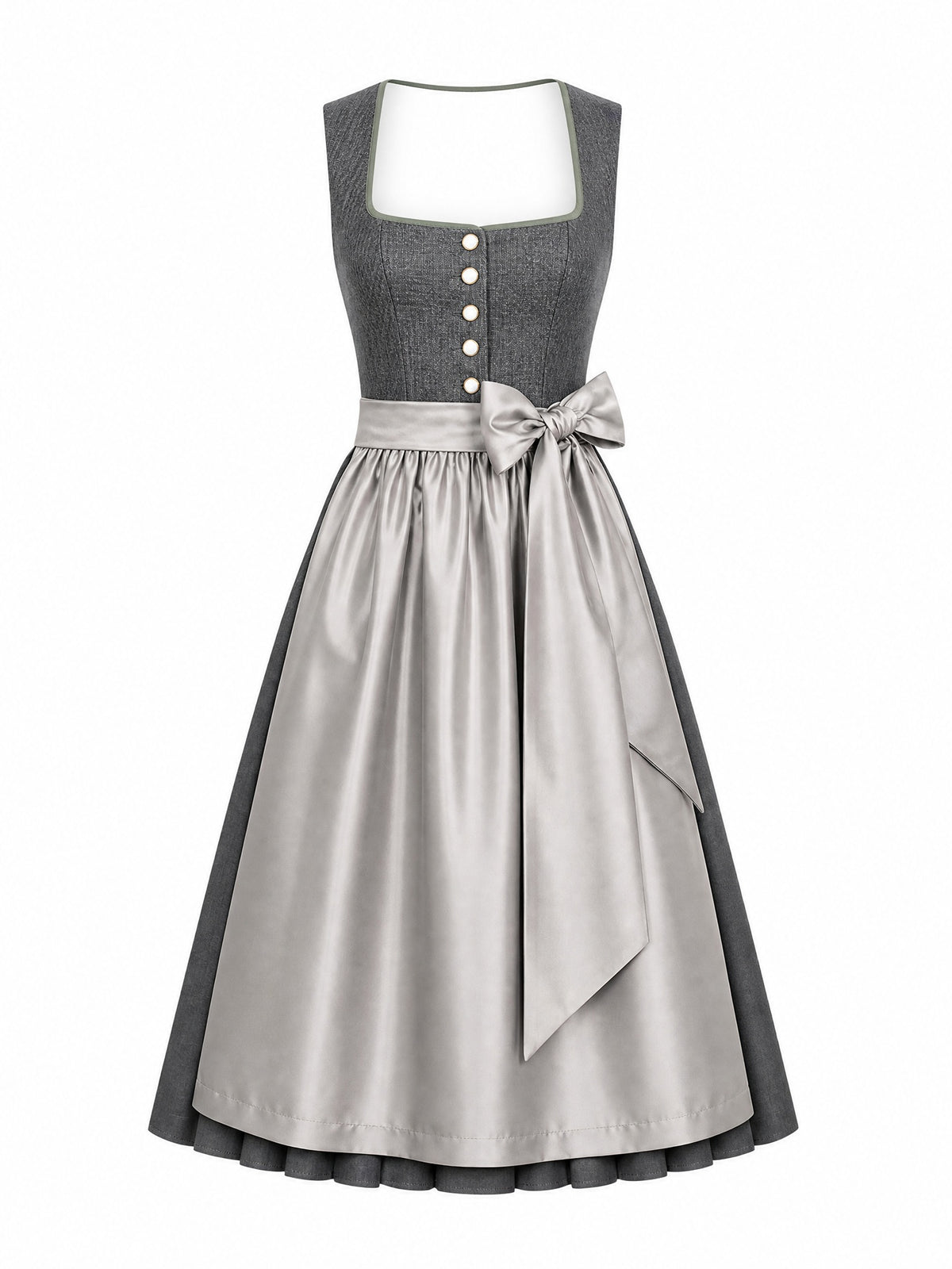 Dirndl Emma in Graphit mit Perlgrau Sch¨¹rze - Vorderansicht