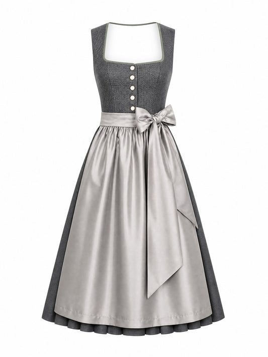 Dirndl Emma in Graphit mit Perlgrau Sch¨¹rze - Vorderansicht
