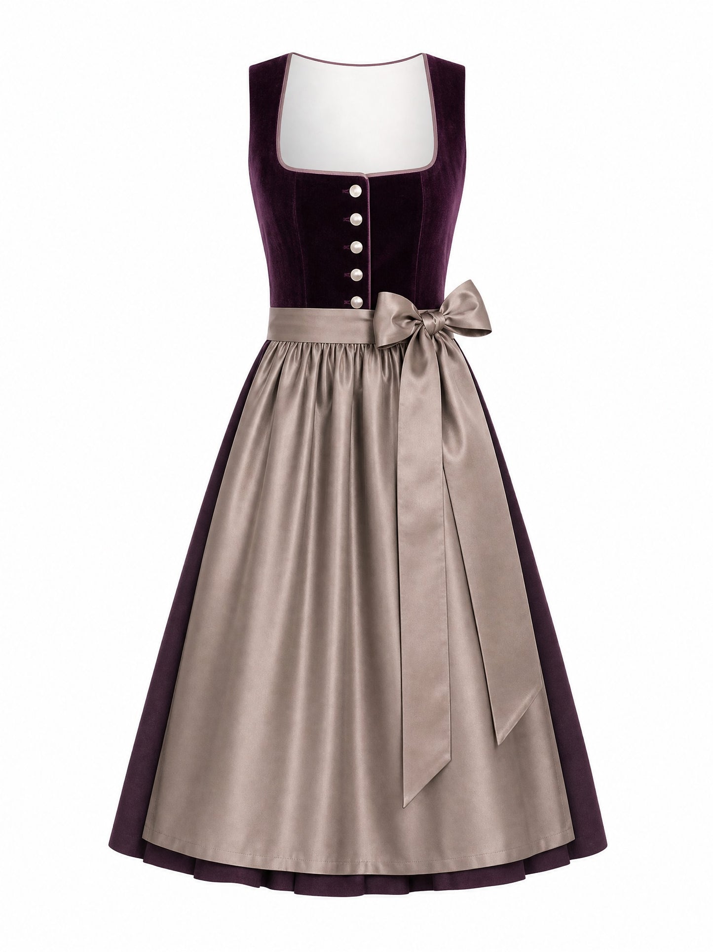 Dirndl Finja in Brombeere mit Taupe Sch¨¹rze - Vorderansicht