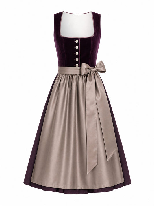 Dirndl Finja in Brombeere mit Taupe Sch¨¹rze - Vorderansicht