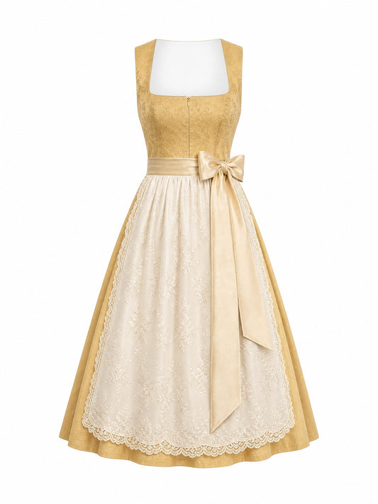 Dirndl Julia in Weizengold mit Elfenbein Sch¨¹rze - Vorderansicht