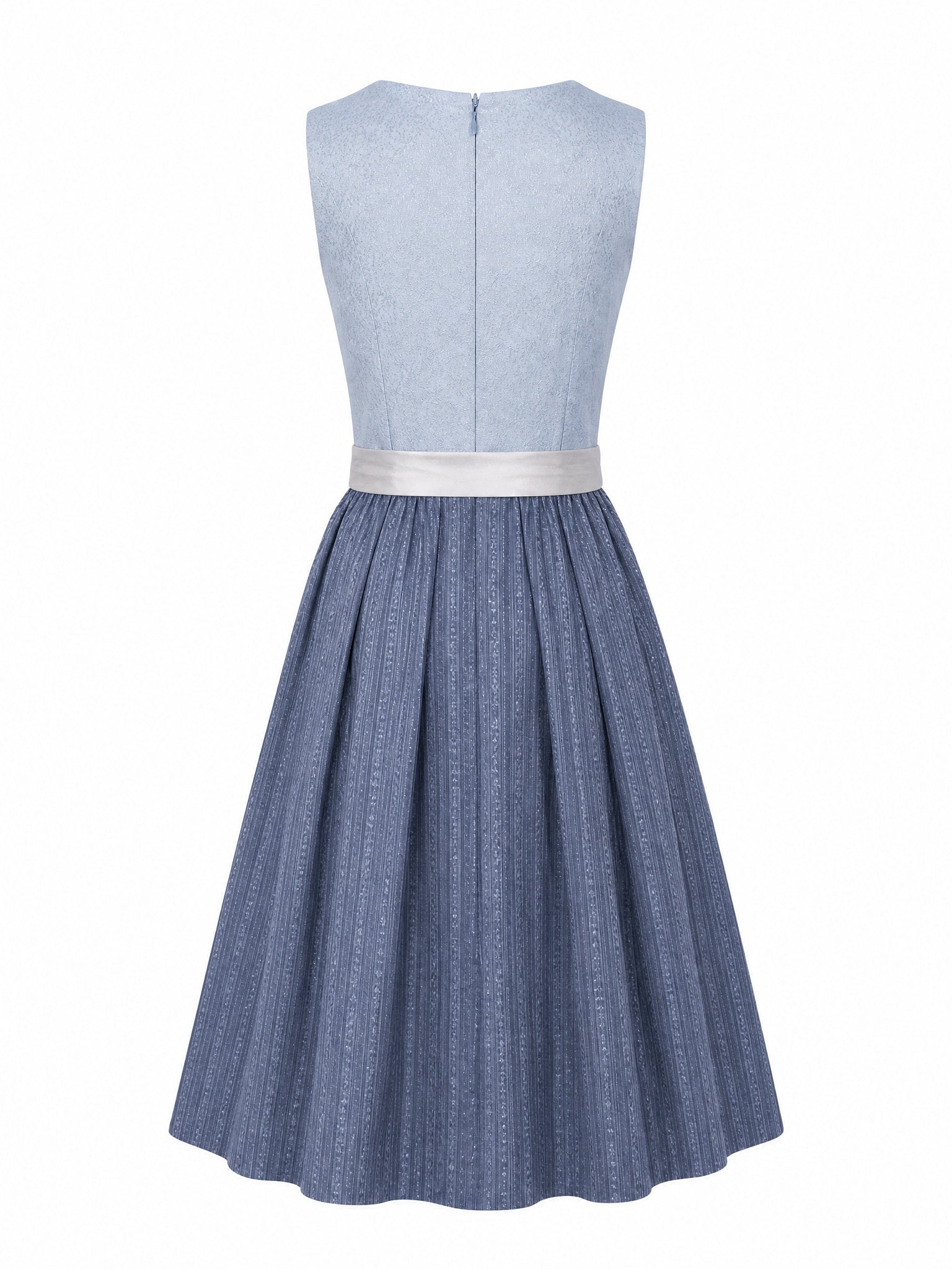 Dirndl Mina in Puderblau mit Silber Sch¨¹rze - R¨¹ckansicht