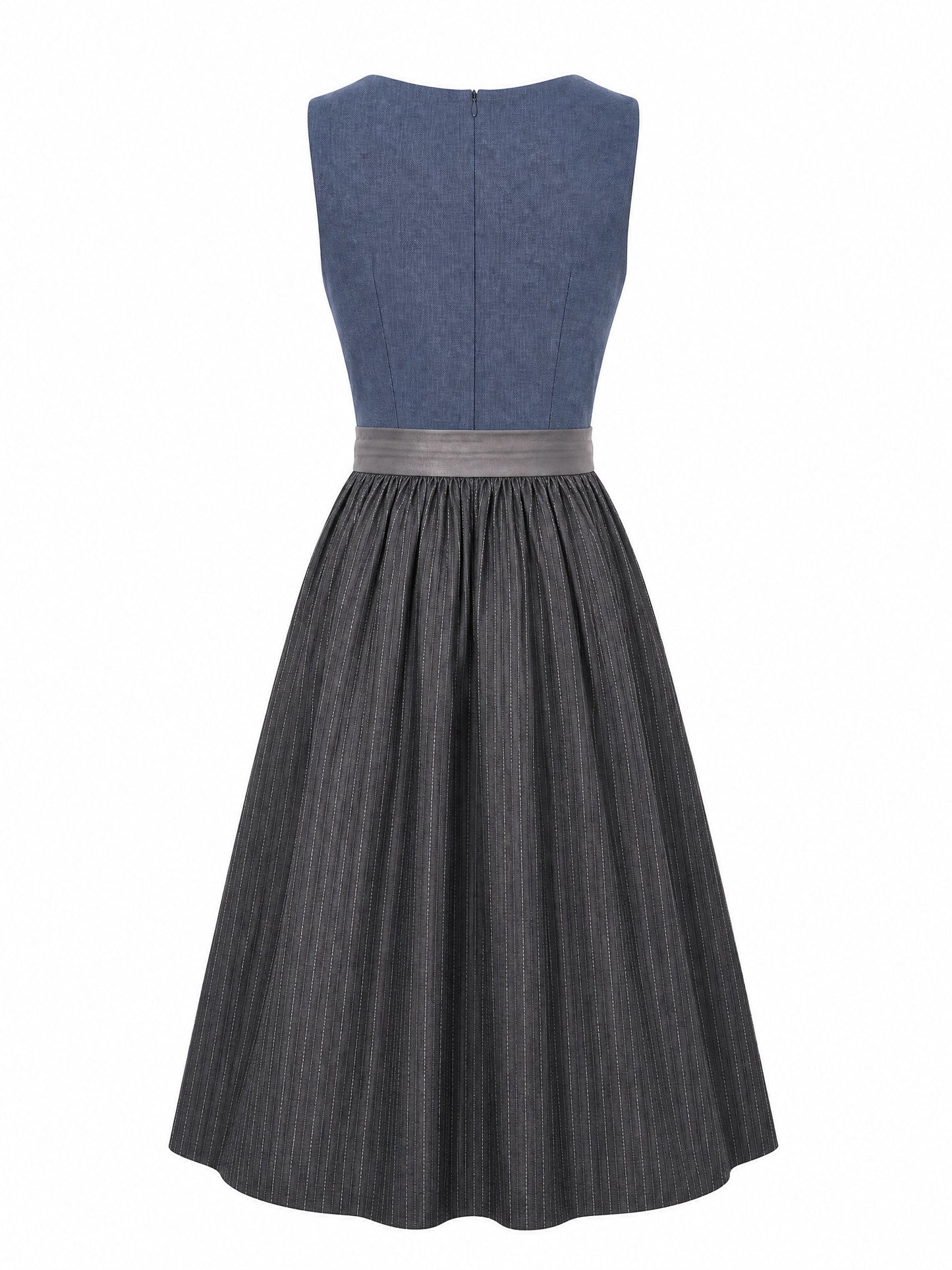 Dirndl Nela in Stahlblau mit Sturmgrau Sch¨¹rze - R¨¹ckansicht