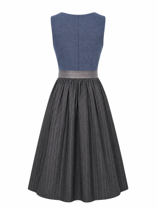 Dirndl Nela in Stahlblau mit Sturmgrau Sch¨¹rze - R¨¹ckansicht