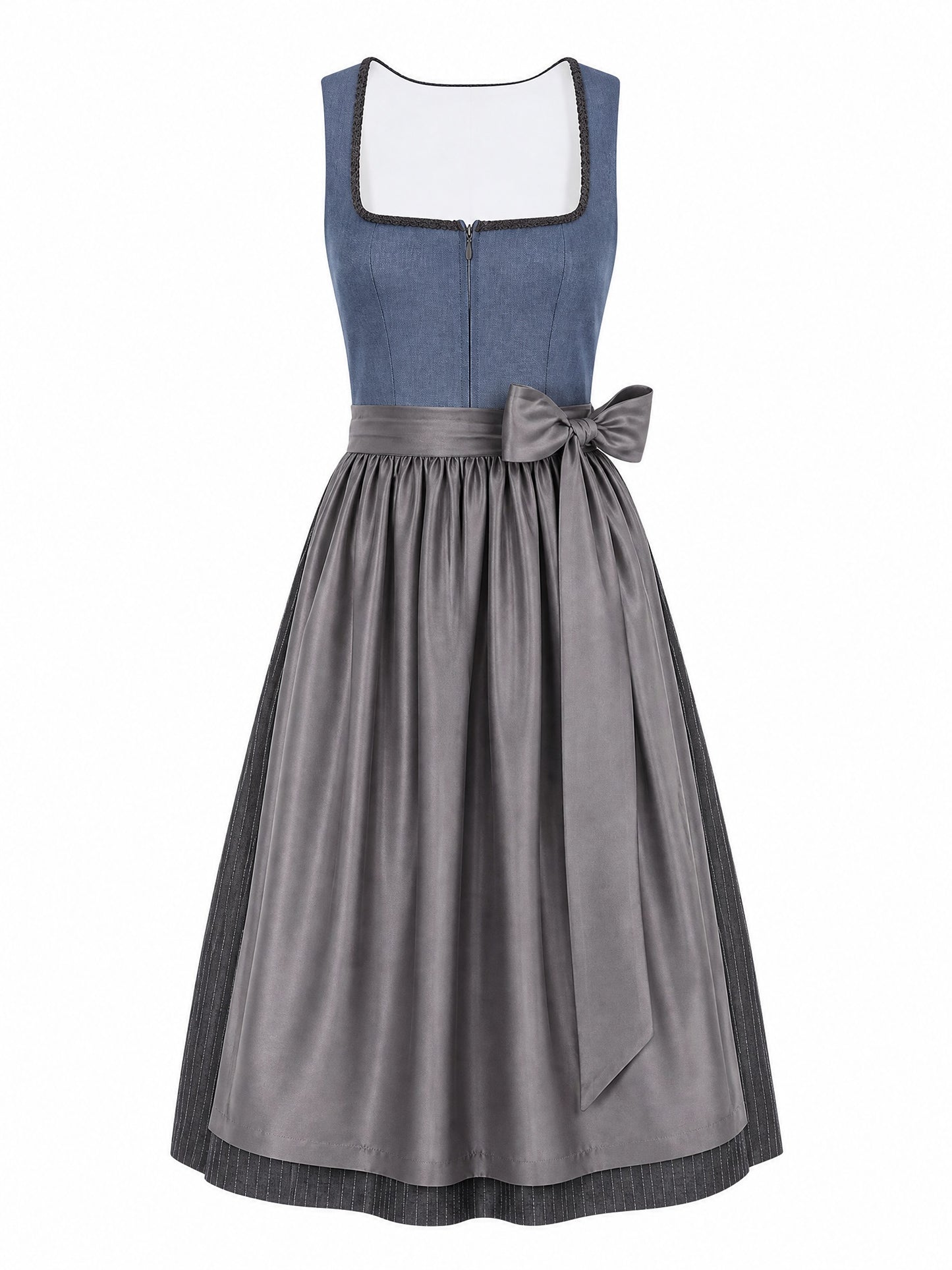 Dirndl Nela in Stahlblau mit Sturmgrau Sch¨¹rze - Vorderansicht