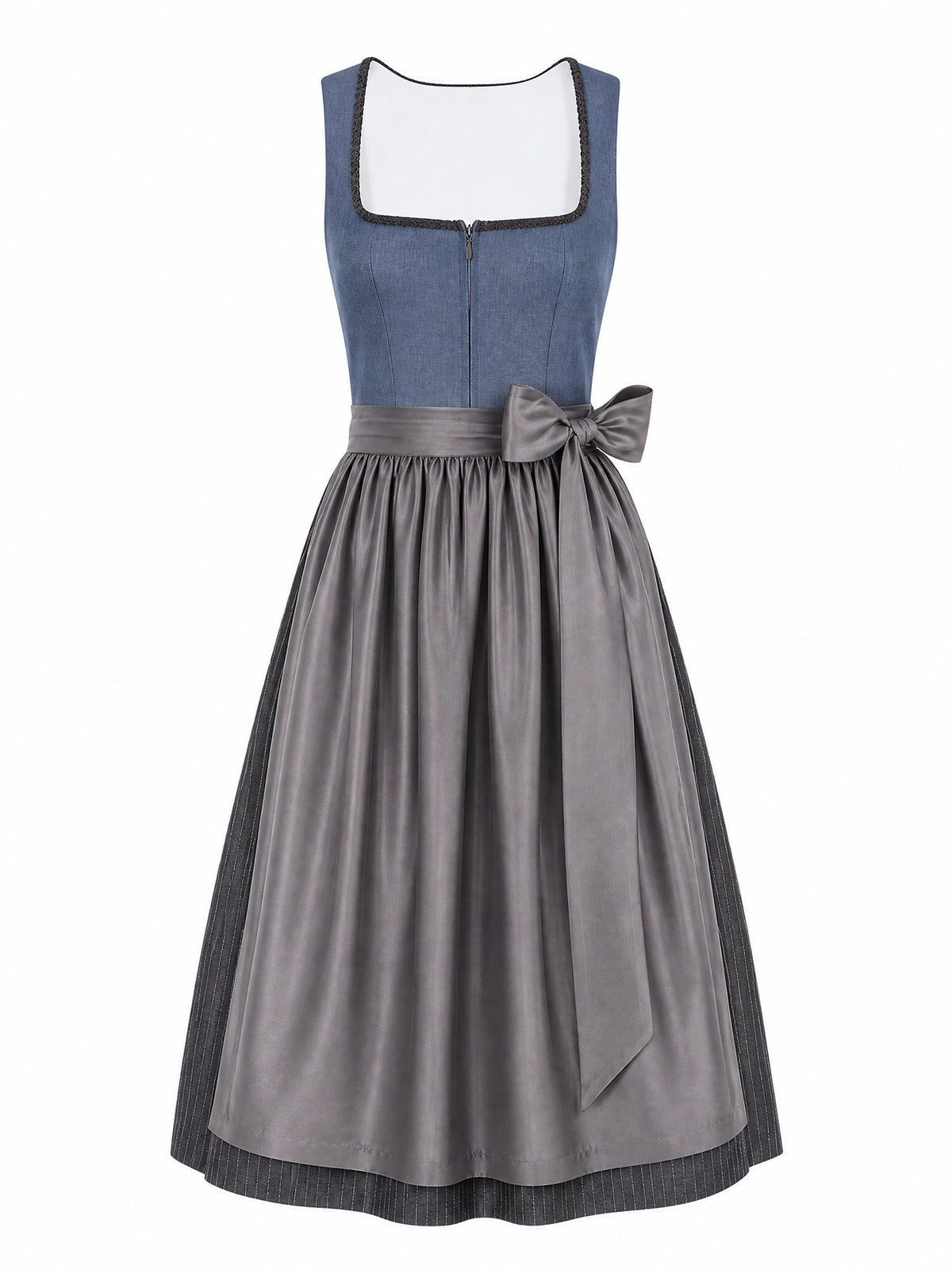 Dirndl Nela in Stahlblau mit Sturmgrau Sch¨¹rze - Vorderansicht
