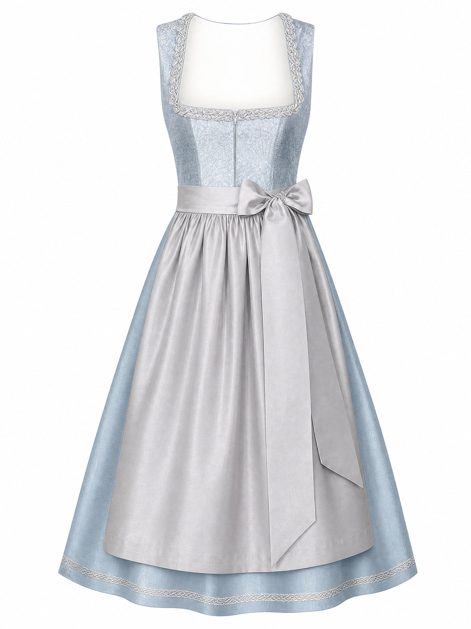 Dirndl Rosalie in Tonbeige mit Eukalyptusgr¨¹n Sch¨¹rze - Vorderansicht