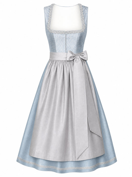 Dirndl Rosalie in Tonbeige mit Eukalyptusgr¨¹n Sch¨¹rze - Vorderansicht