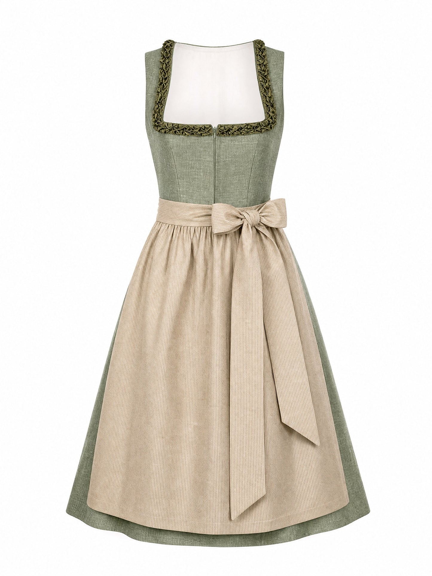Dirndl Teresa in Eukalyptusgr¨¹n mit Warmer Sand Sch¨¹rze - Vorderansicht
