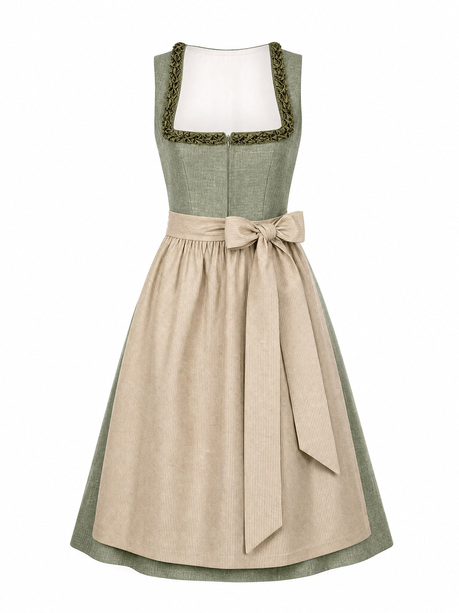 Dirndl Teresa in Eukalyptusgr¨¹n mit Warmer Sand Sch¨¹rze - Vorderansicht