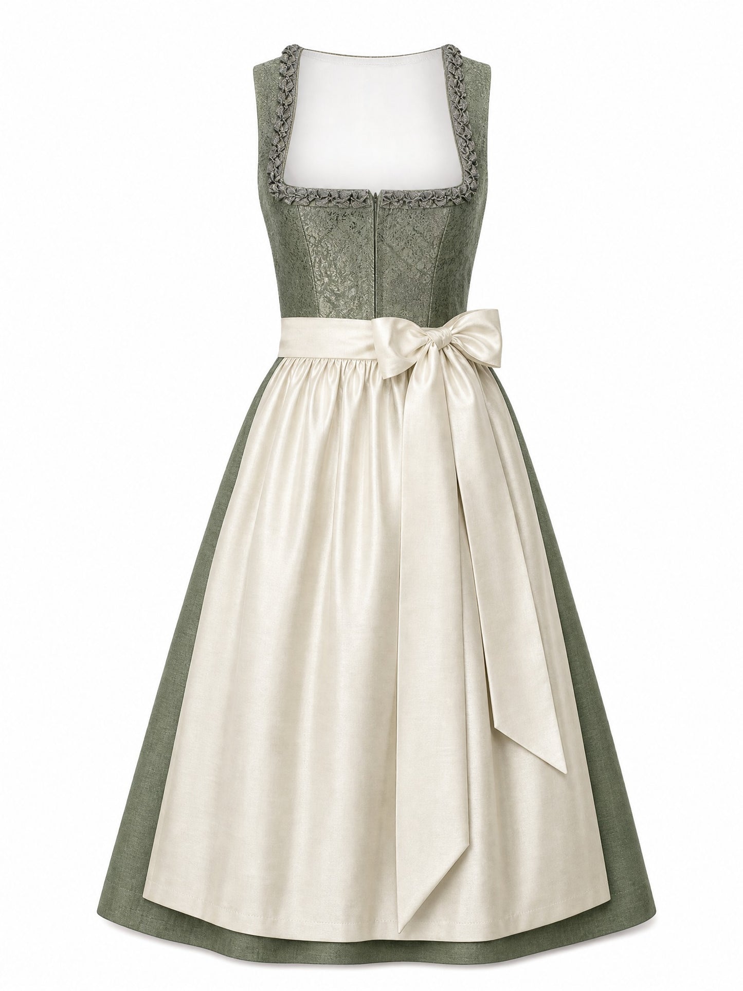 Dirndl Thea in Mineralgr¨¹n mit Elfenbein Sch¨¹rze - Vorderansicht