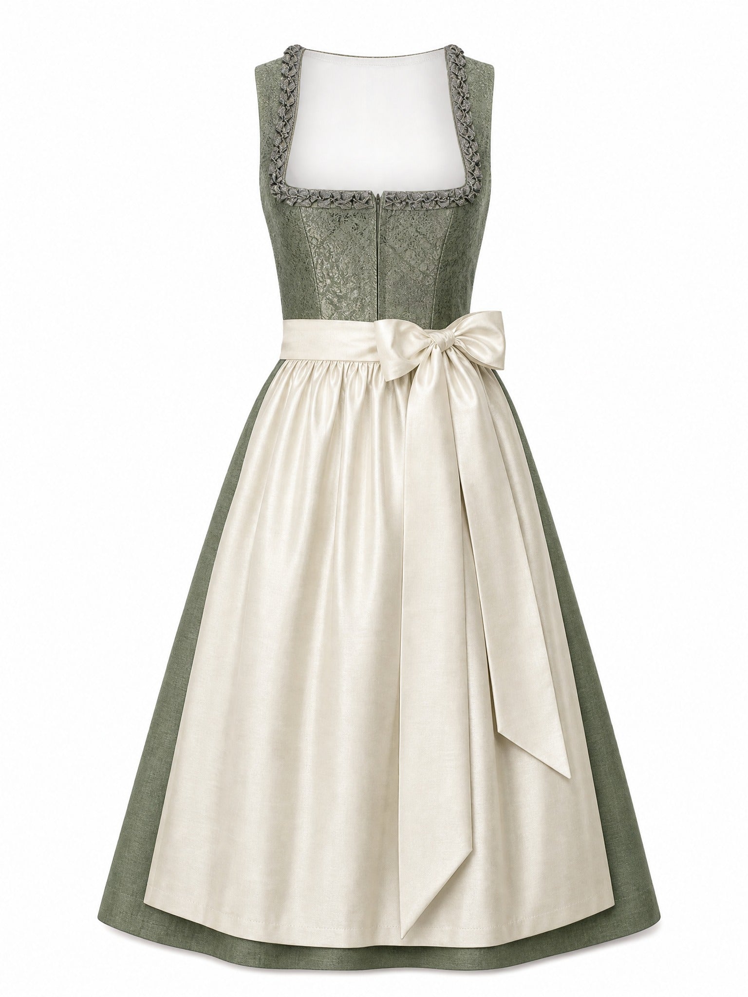 Dirndl Thea in Mineralgr¨¹n mit Elfenbein Sch¨¹rze - Vorderansicht