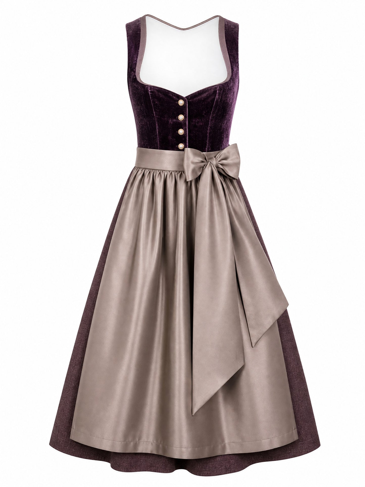 Dirndl Alina in Brombeere mit Taupe Sch¨¹rze - Vorderansicht
