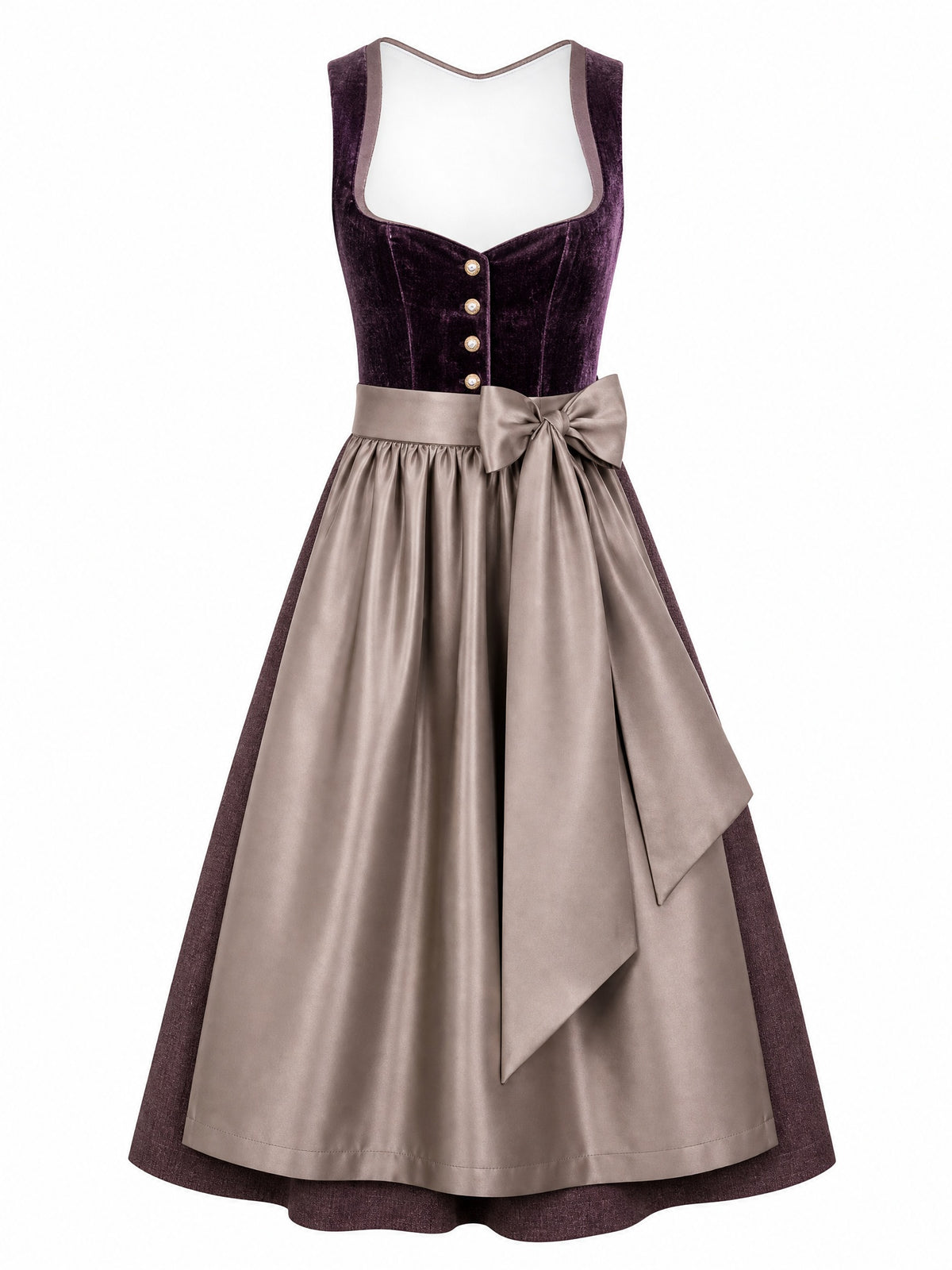 Dirndl Alina in Brombeere mit Taupe Sch¨¹rze - Vorderansicht