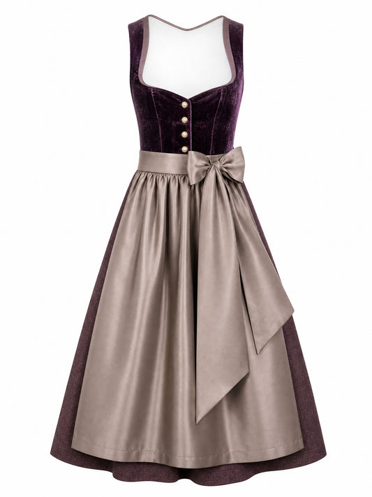 Dirndl Alina in Brombeere mit Taupe Sch¨¹rze - Vorderansicht