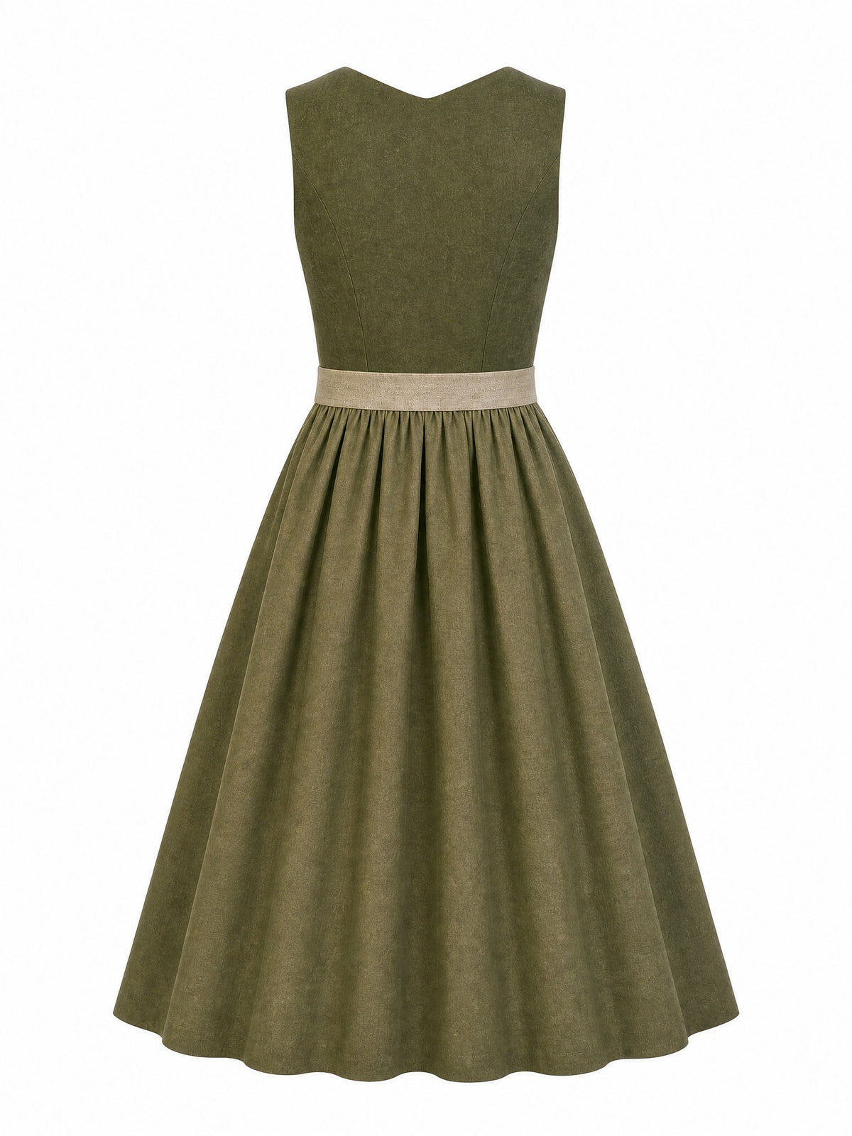 Dirndl Annika in Dunkeloliv mit Flachs Sch¨¹rze - R¨¹ckansicht