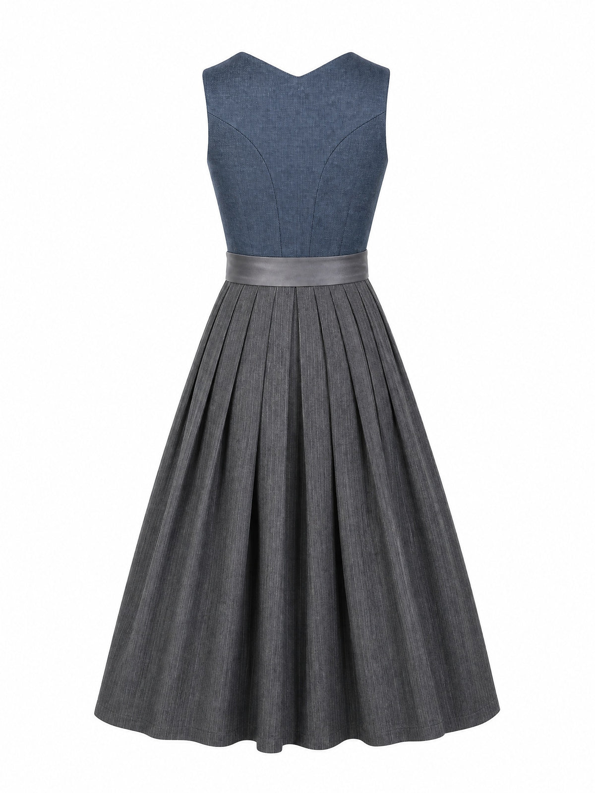 Dirndl Bella in Stahlblau mit Sturmgrau Sch¨¹rze - R¨¹ckansicht