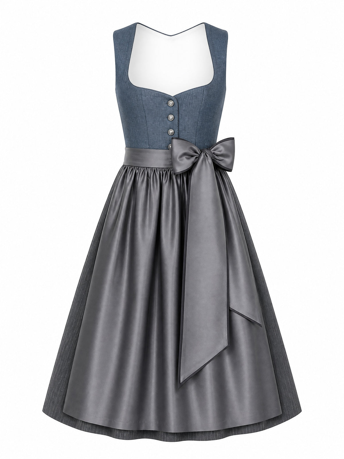 Dirndl Bella in Stahlblau mit Sturmgrau Sch¨¹rze - Vorderansicht