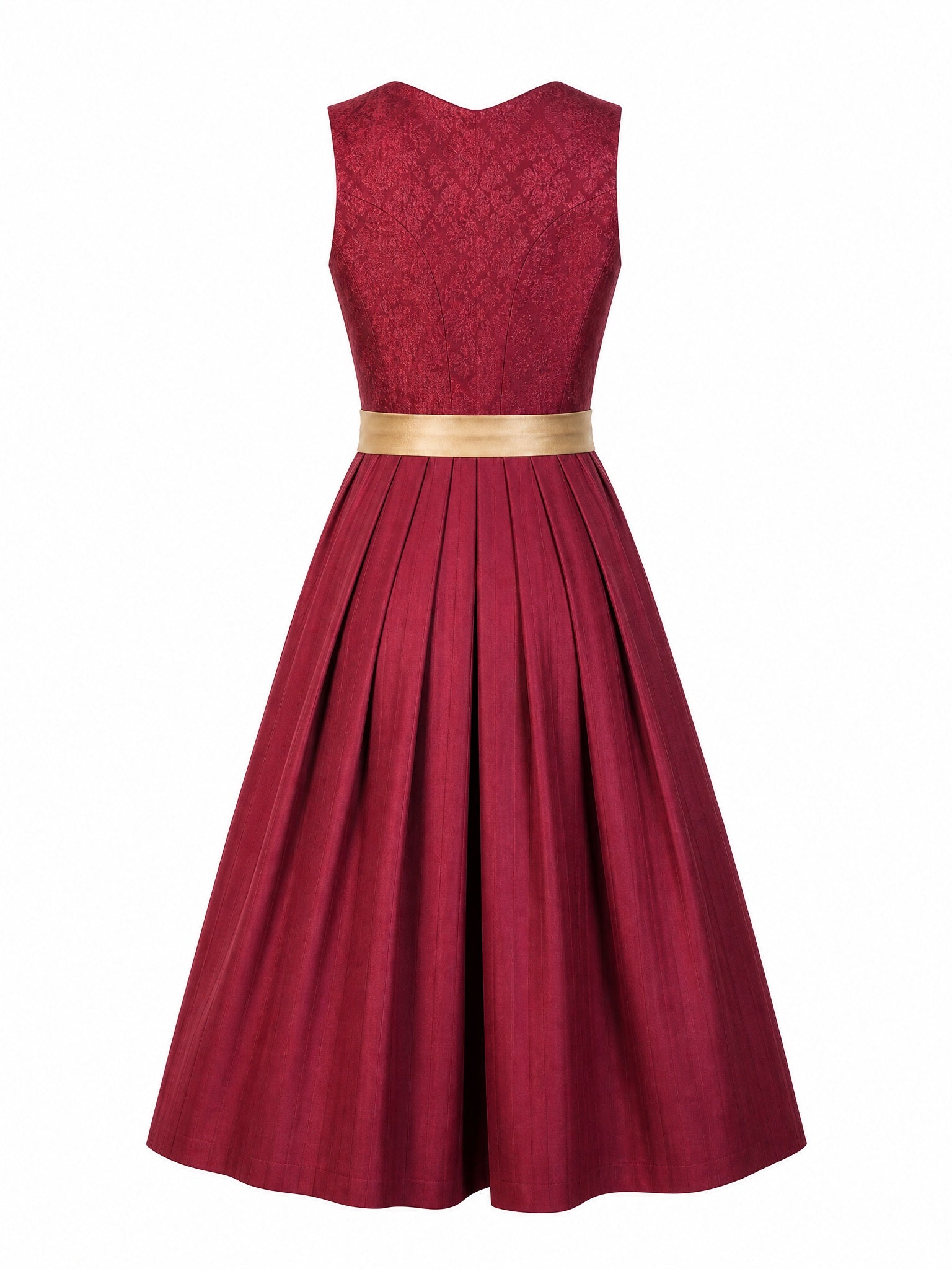 Dirndl Cecilia in Cranberryrot mit Antikgold Sch¨¹rze - R¨¹ckansicht