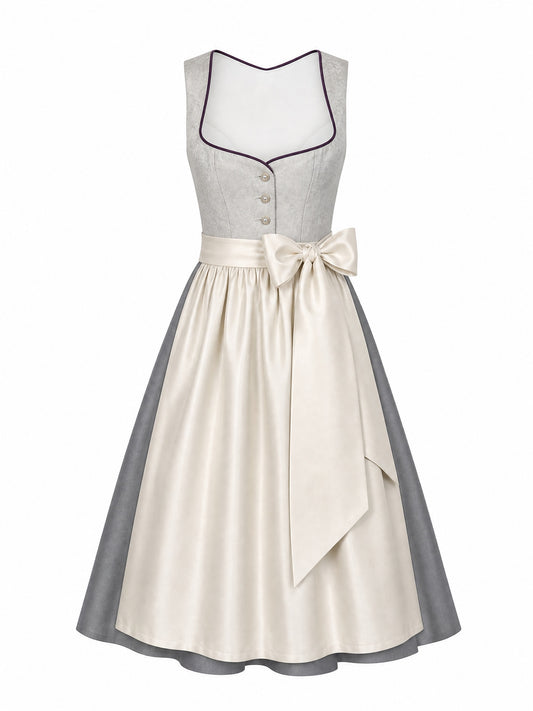 Dirndl Elisa in Perlgrau mit Elfenbein Sch¨¹rze - Vorderansicht